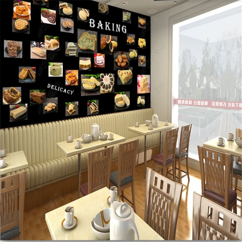 Blackboard Gourmet Bakery Bakery Wallpapers Industrial Decoration Cake Shop Background Wall Paper Mural Papel De Parede 3d