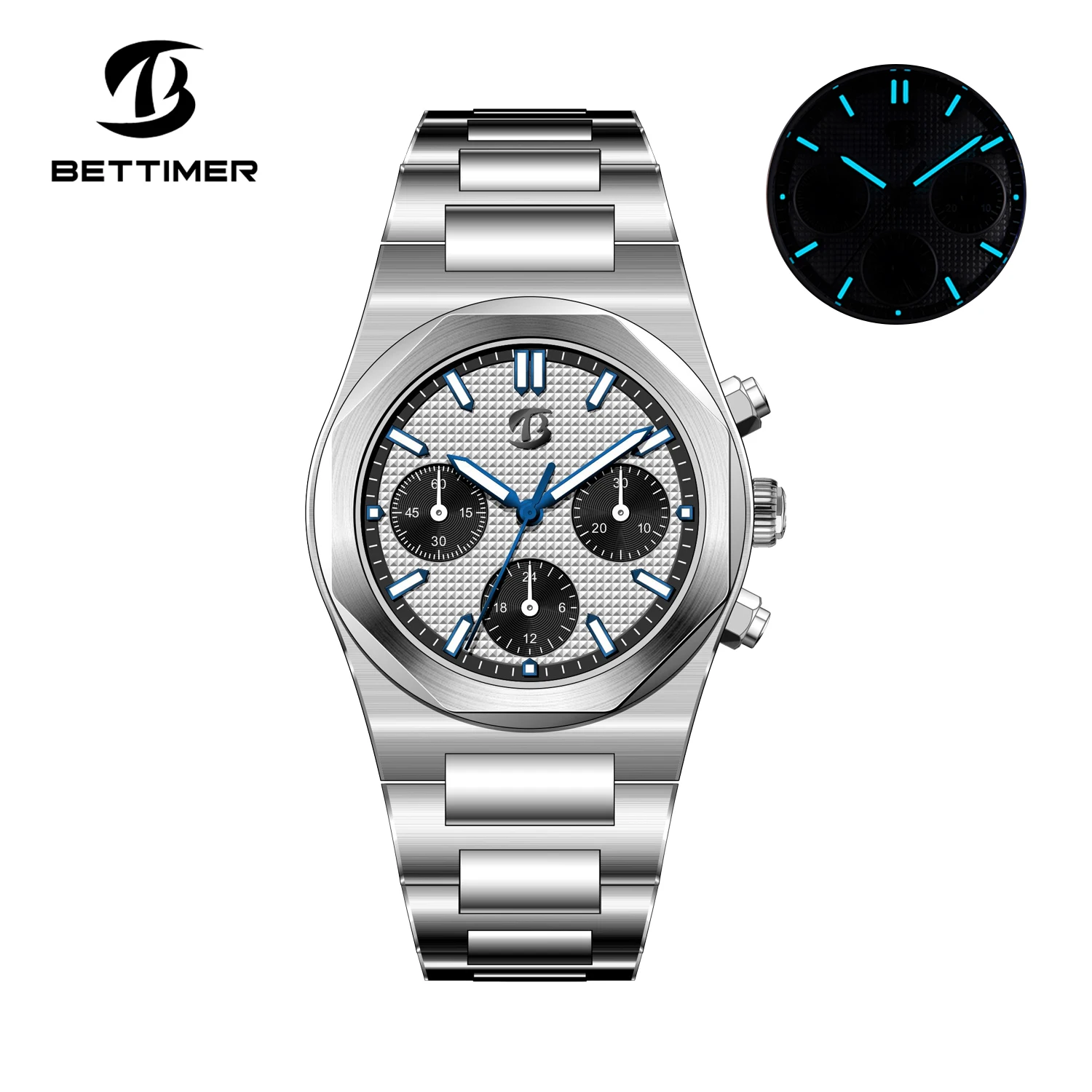 

Bettimer 2024 new ST1903 fashionable men's automatic mechanical timing watch luxury sapphire stainless steel waterproof 10Bar Bg