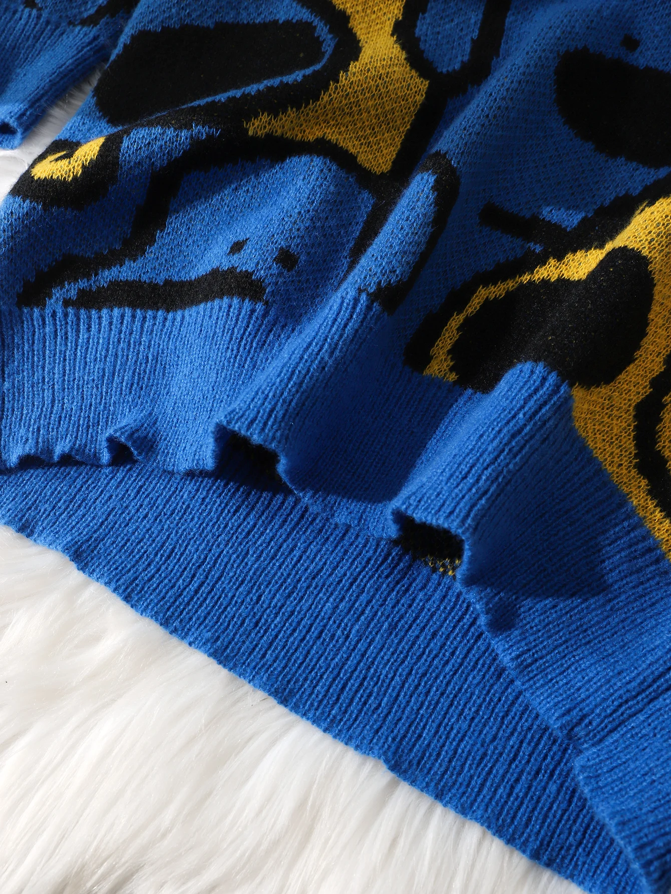 الخريف والشتاء لطيف الكلب الجاكار الوجهين نمط البلوز سترة عادية طاقم الرقبة متماسكة الرجال البلوز عادية طاقم الرقبة