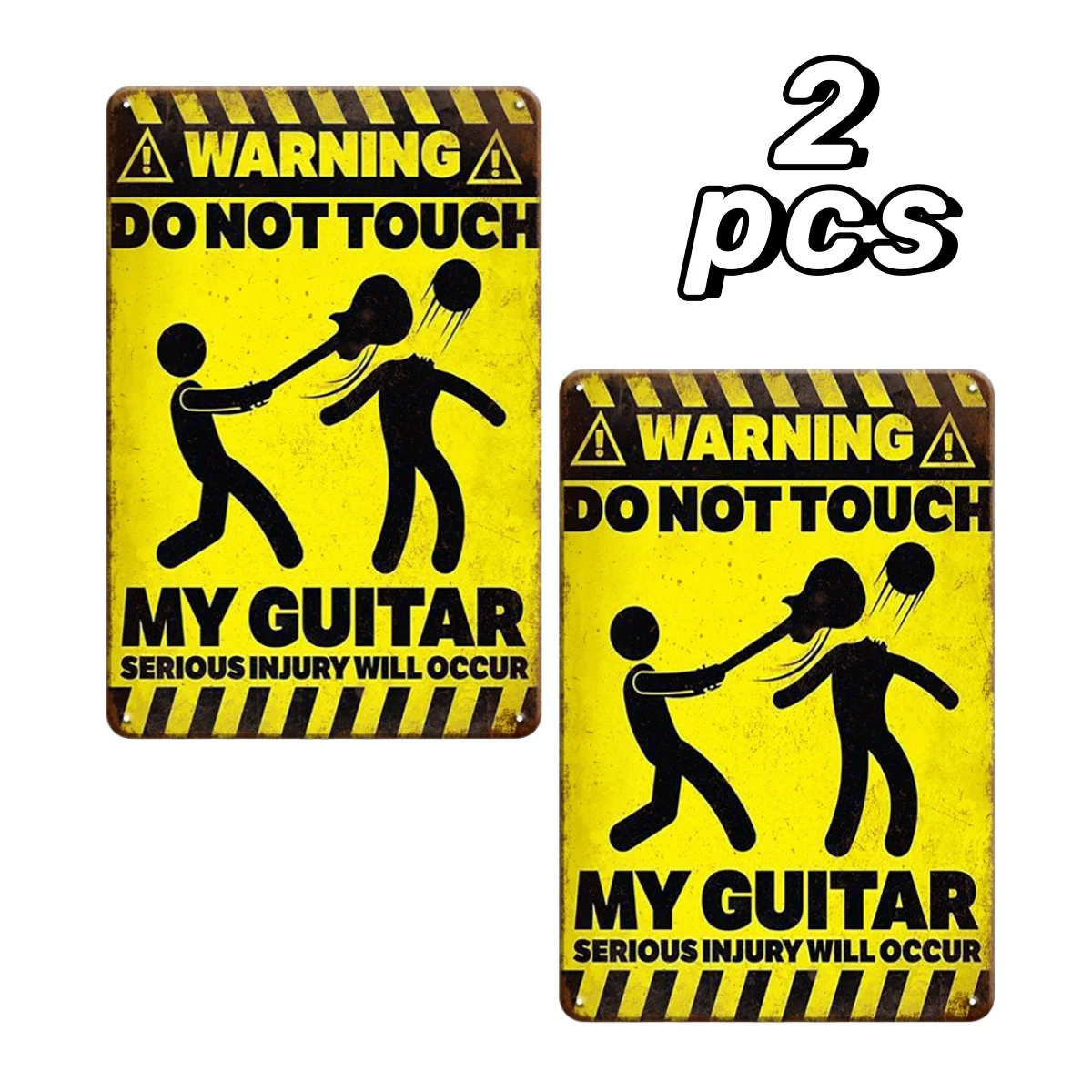 لافتة معدنية مضحكة من القصدير ، ملصقات ، ديكور موسيقى عتيق ، فن حائط ، زينات أغاني ، موسيقى ، لا تلمس ، جيتار ، موسيقى ، 2 * ، 4