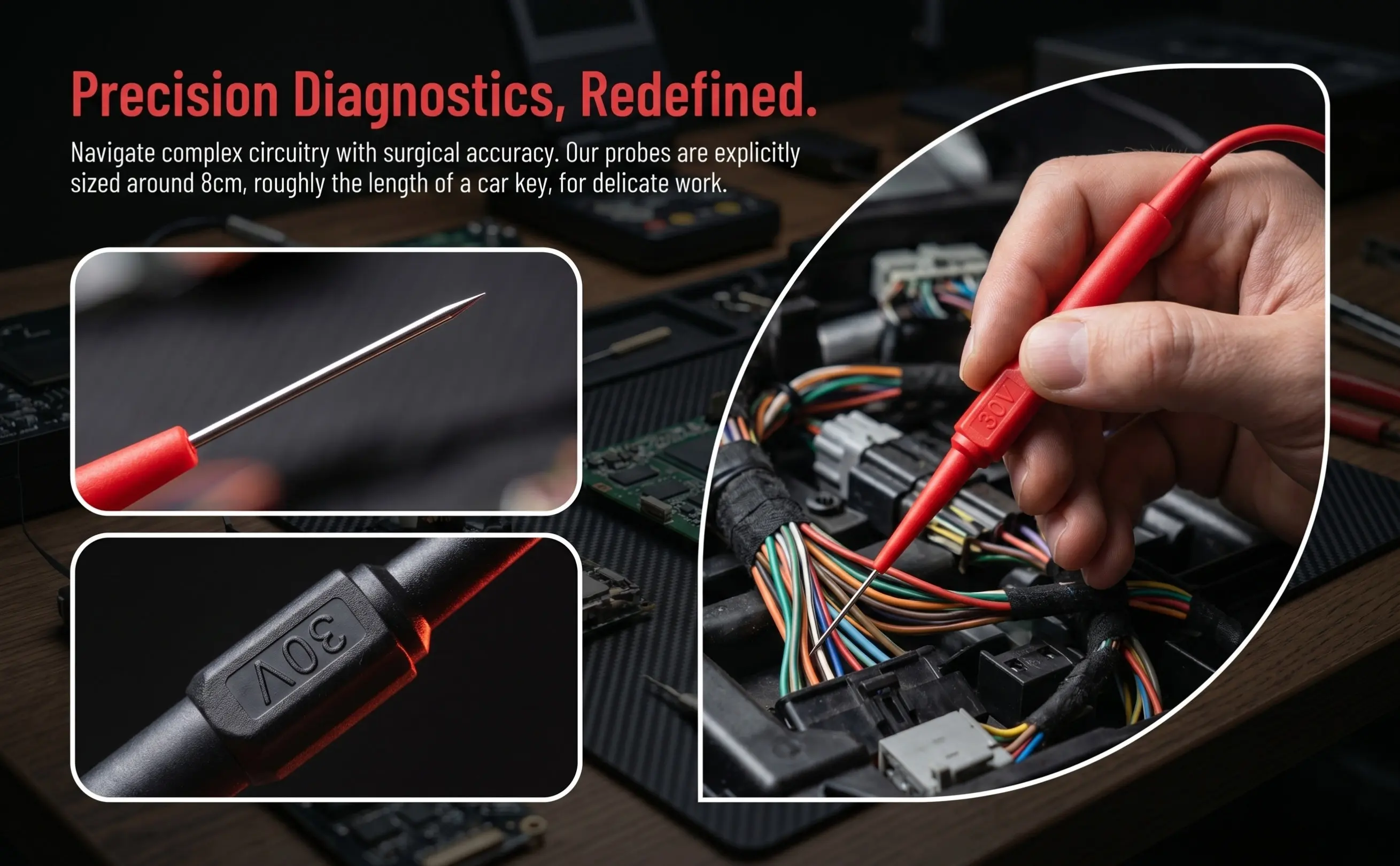 6Pcs Shatterproof Handle Stainless Steel Multimeter Test Probe Needle for Car Electrical Industrial Cable Testing with