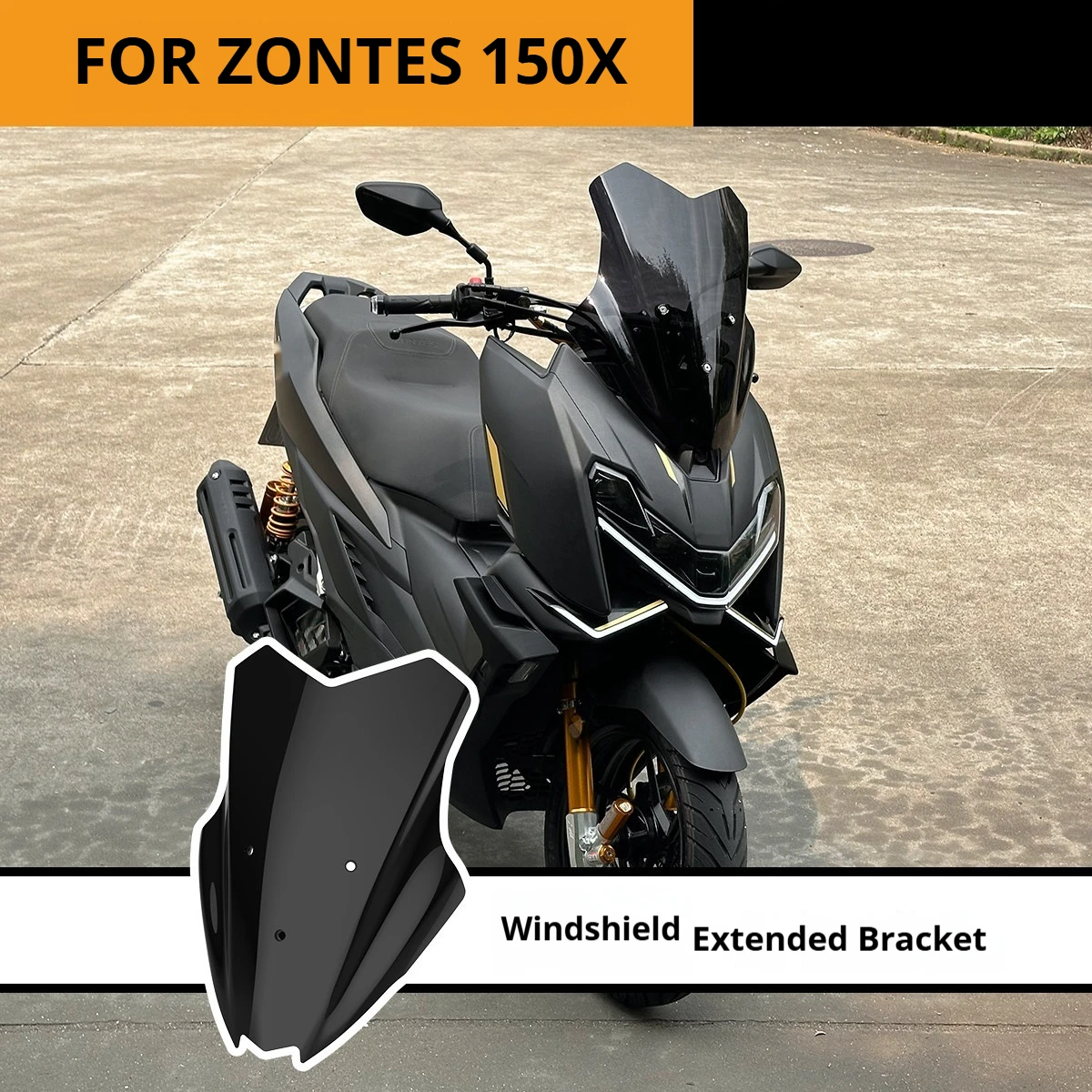 For Zontes 150X Taller Smoked Windshield Expansion Mount Phone Holder Bar No-Drill Accesorios Moto