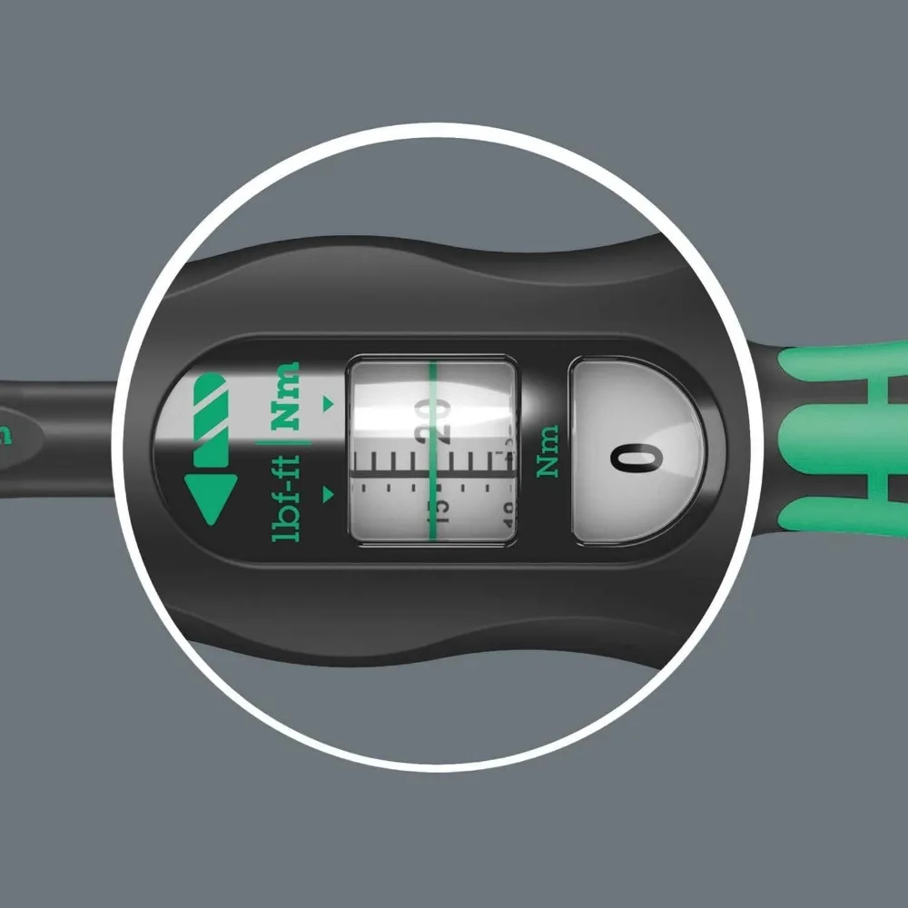 Wera 5075611001 Llave dinamométrica de trinquete reversible Click-Torque B2, accionamiento 3/8, alcance de 20-100 Nm, negro y verde