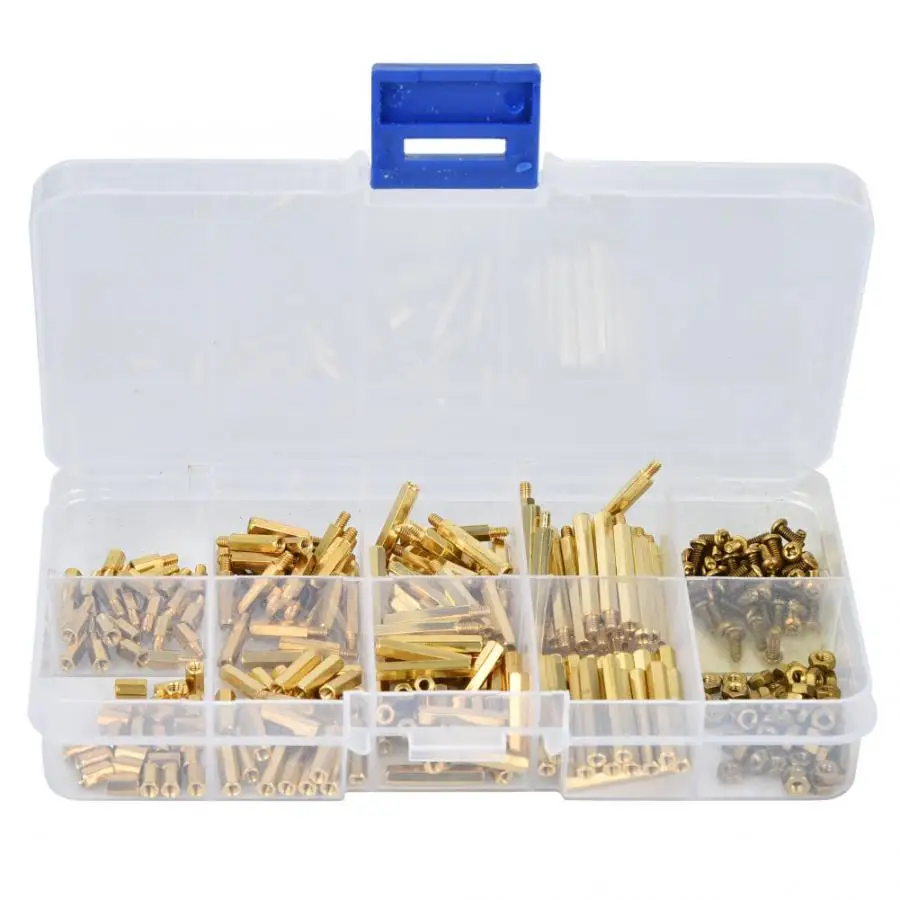 320Pcs M2 Brass Hex Standoff Nut Spacing Screw Assortment Set Male Female Threaded Hollow Pillar PCB Motherboard Spacer Standoff