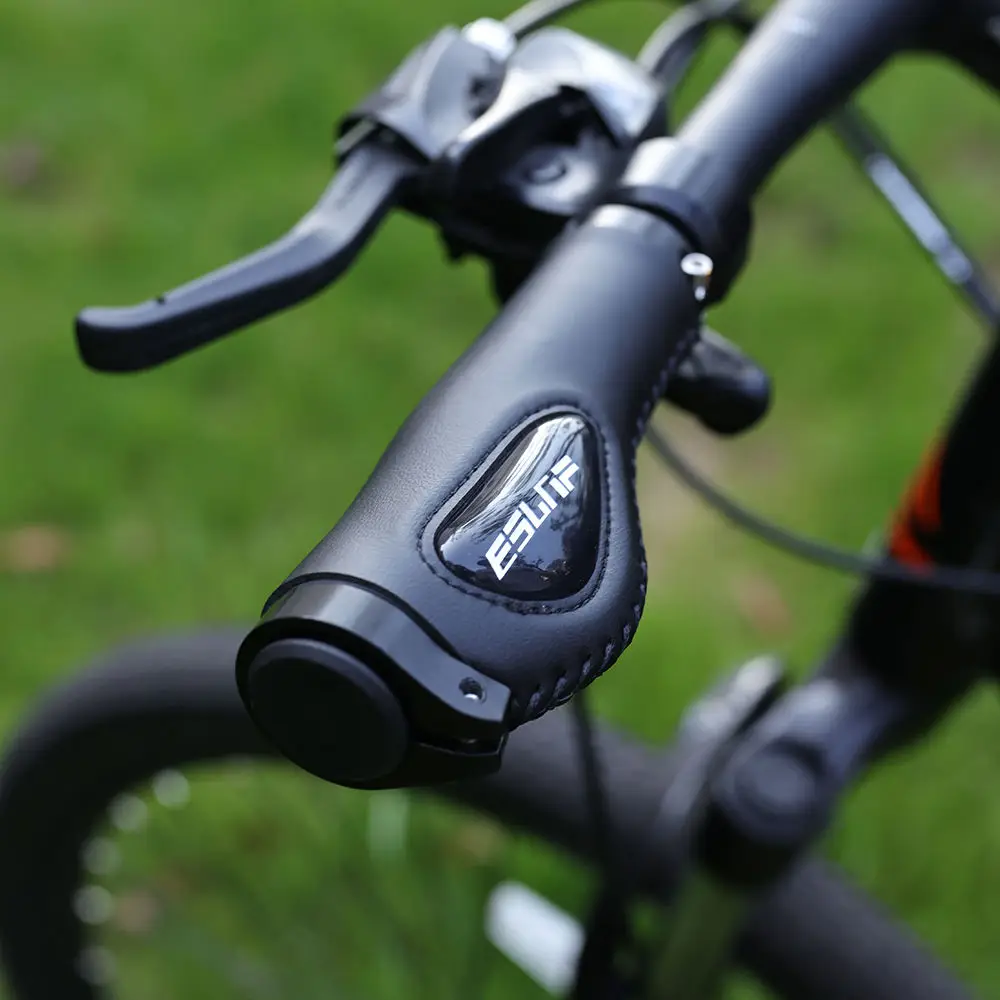 Leather Bicycle Anti-shock Handlebar Grips Shock Absorption Ergonomic Mountain Cycling Anti-slip Soft Silicone Bike MTB Grips