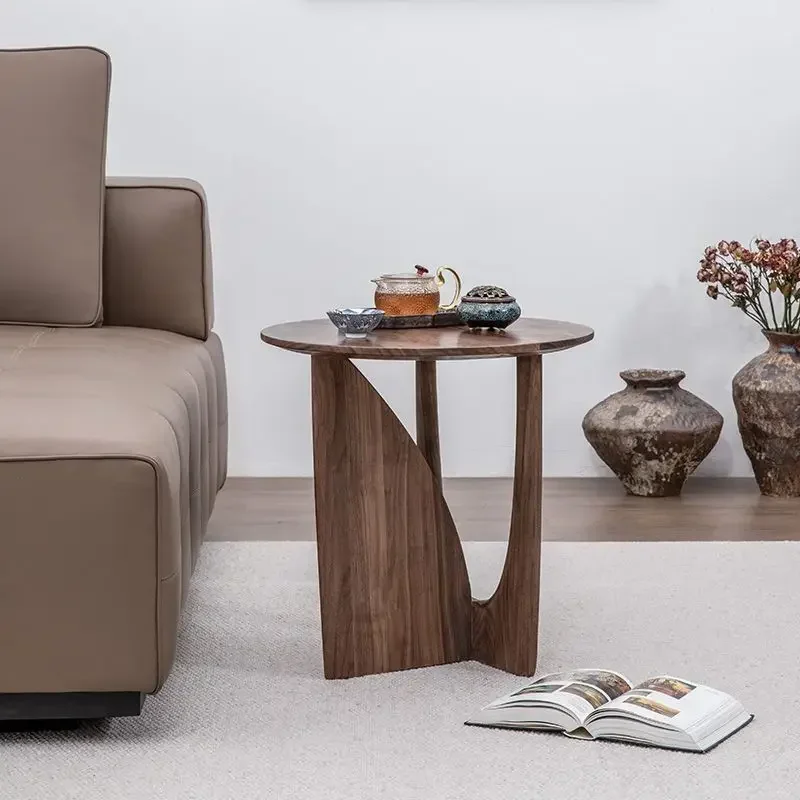 

%Nordic Round Solid Wood Edge A Few Corners A Few Black Simple Coffee Table Sofa Side Table Bedroom Bedside Table Couchtisch