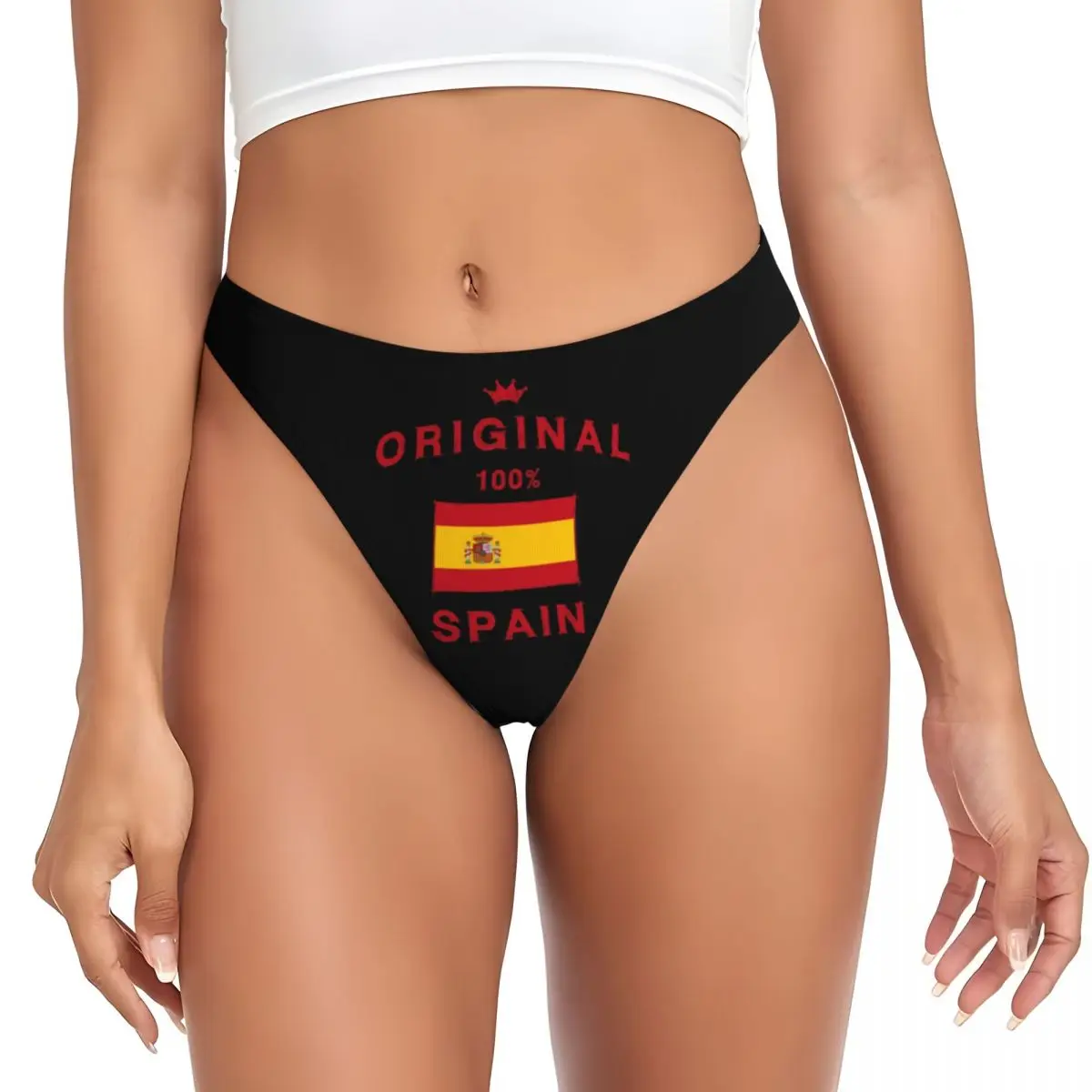 Personalizado espanha bandeira espanhola g-string calcinha sexy respirável feminino estiramento tangas conforto roupa interior