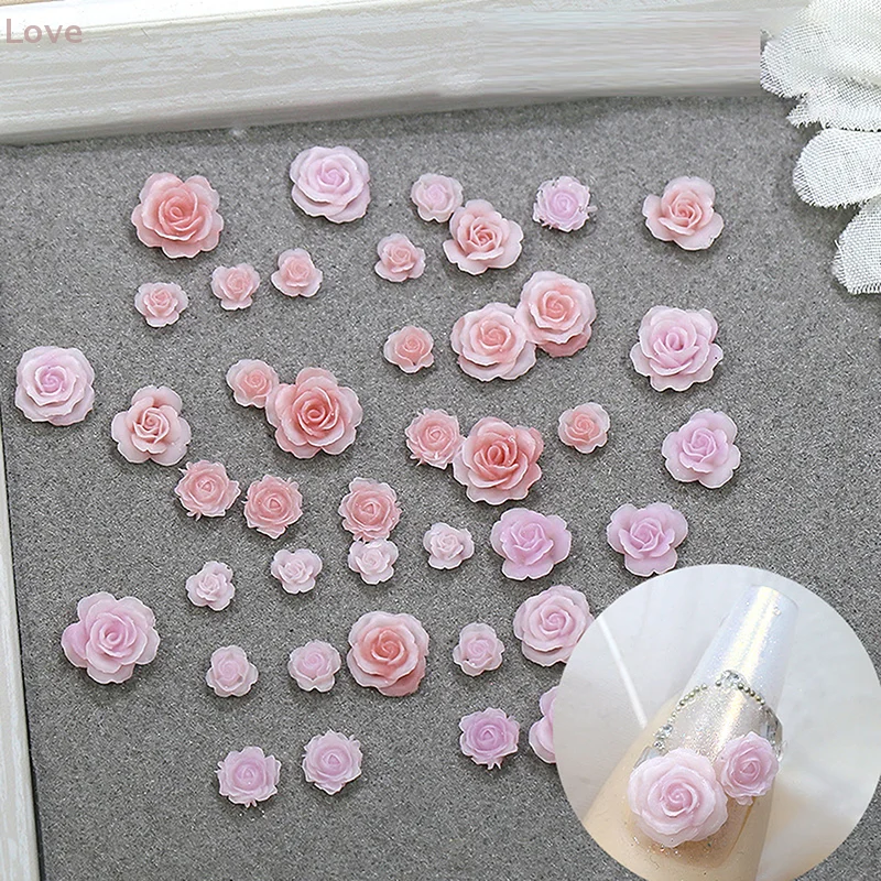 [L & P] 50 قطعة راتينج جديد لطيف صغير ثلاثية الأبعاد الأرجواني ارتفع مسمار الراين الأحجار الكريمة بريق مسمار الفن مجوهرات مانيكير مسمار الفن زينة