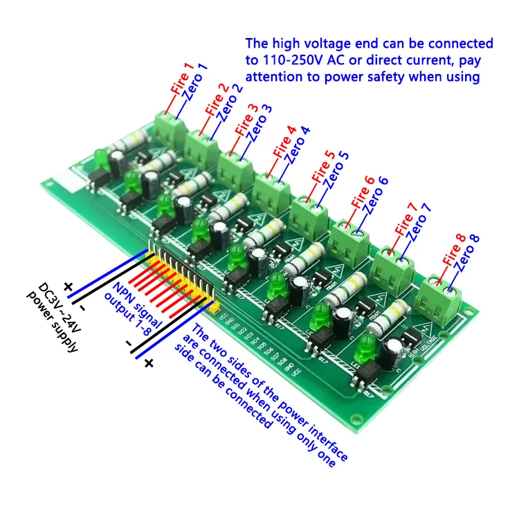 AC 220V 1/3/8 Channel MCU TTL Level 8 Ch Optocoupler Isolation Test Board Isolated Detection Tester PLC Processors Module