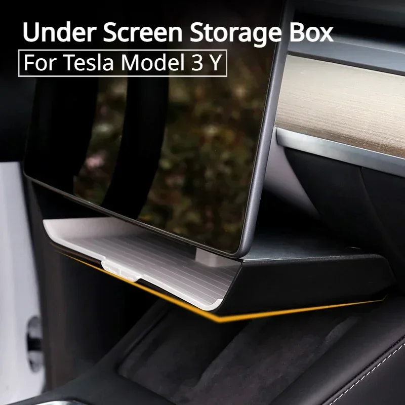 Per Tesla Model 3 Y Under Screen Storage Box Organizer Center Console TPE + ABS accessori interni a doppio strato per modello y