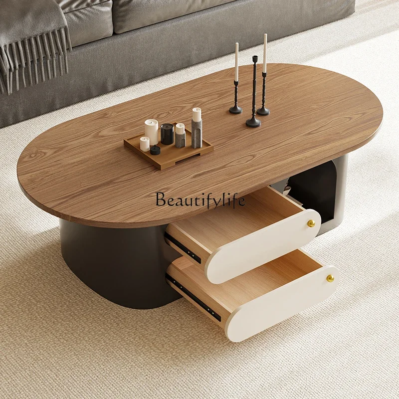 

yj7 Living Room Light Luxury High-end Small Table Solid Wood Mid-century Style with Arch Modern Tea Table