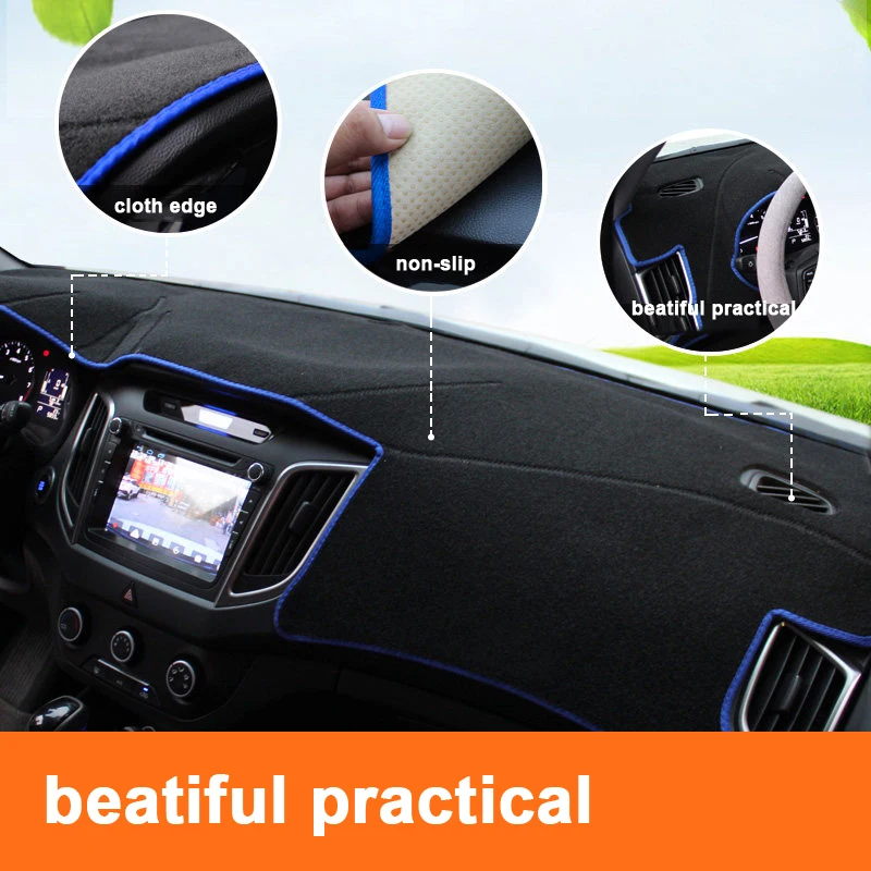 Car dashboard cover Mats Avoid light pad Instrument platform desk Carpets For Hyundai Creta Ix25 2015-2018 2019 2020 Accessories