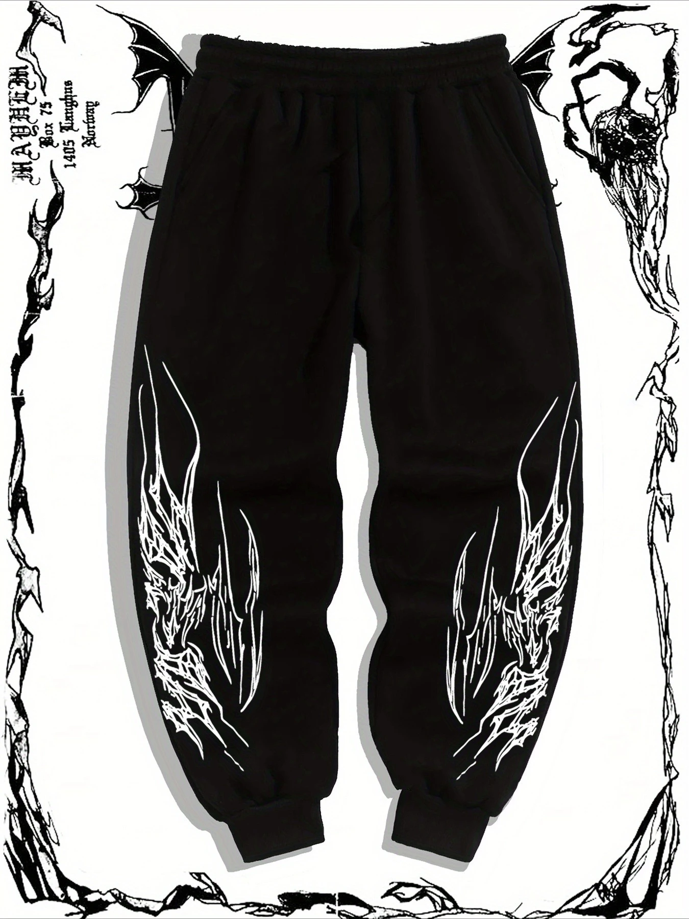 2026 Latest Dark Thorn High Street Style Gothic Pattern Full Print Versatile Casual Sports Men's and Women's Pants