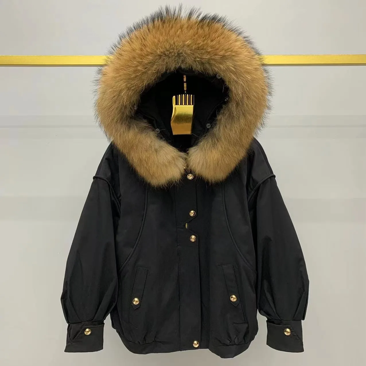 

Parker Women's Short Fashion Korean Style Trendy Hot-Selling Coat With Detachable Fox Fur Collar And Rex Rabbit Inner Liner