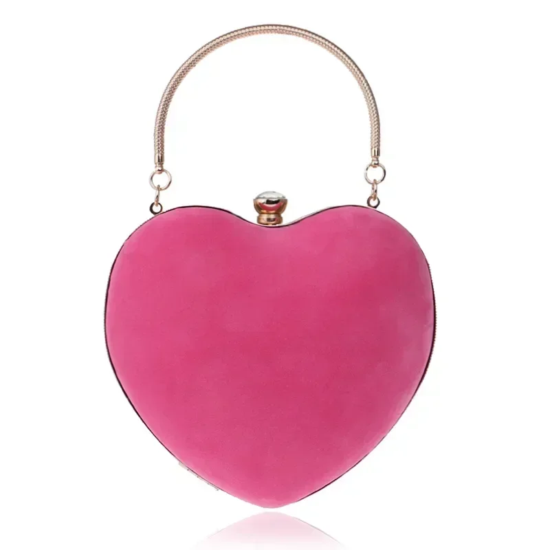 

Pink Mini Bag Woman Loverly Heart Shaped Handbag Fashion Youth Girls Prom Party Evening Bags Cute Velvet Clutch Purse Dark Green