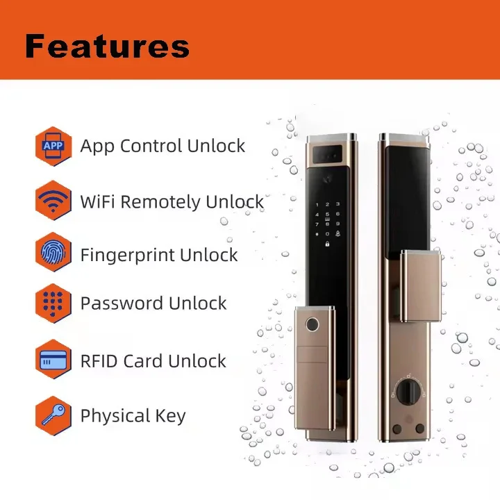 YyhcYyhcNew Materials Good Price Aluminum Door Smart Lock Fingerprint Wifi Door Lock Price Tuya Smart Door Lock Waterproof Outdo