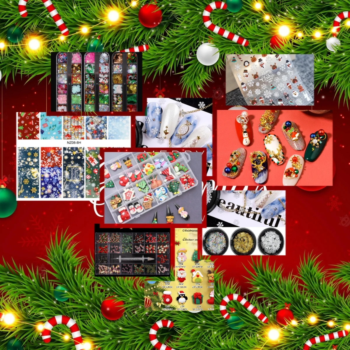

Christmas Nail Art Decorations DIY Christmas Tree sock snowflake Series Alloy Suit 9 Designs DIY 3D Fashion Manicure Accessories