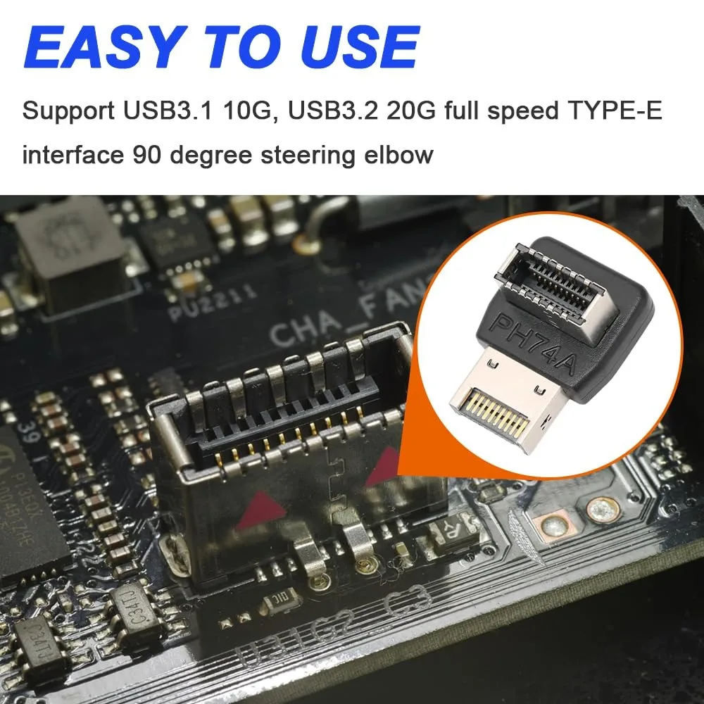Motherboard USB C 3.1 Front Panel Adapter 90 Degree Angled Type E Male To Female Internal Connector for Asus Desktop Computer