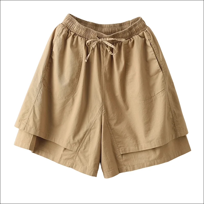 2025年夏 レディース コットンリネン カジュアル オルトス エラスティックウエスト ベルト付き スリム ワイドレッグパンツ 無地 五分丈