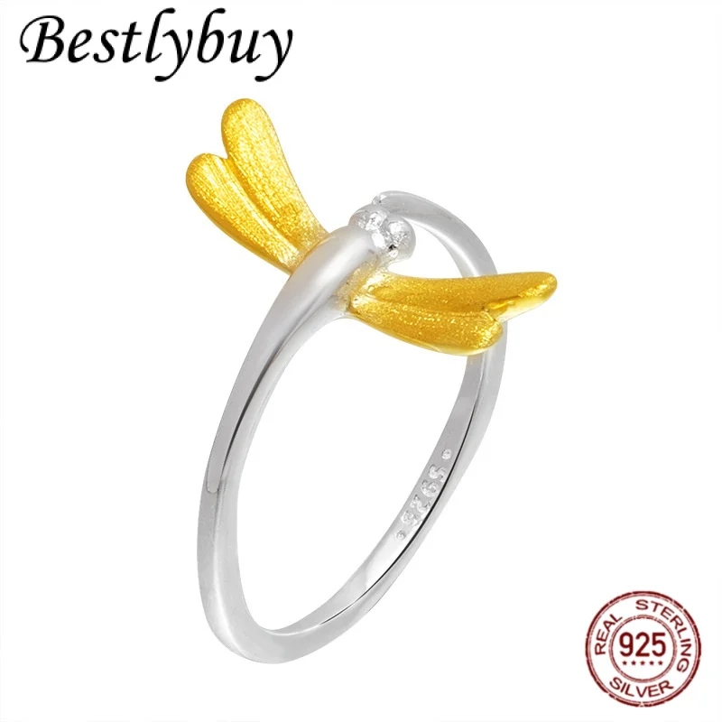 

S925 Серебро Оригинальный Дизайн Простая Мода Насекомое Регулируемые Ювелирные Изделия Женская Творческая Личность Кольцо Стрекозой