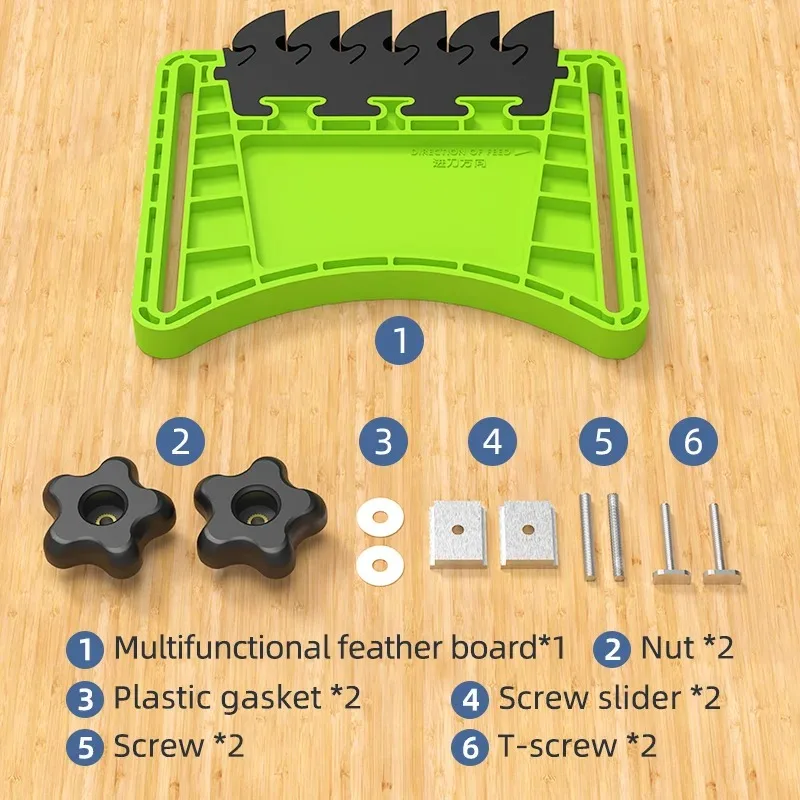 Stable and safe anti slip woodworking operation complete set of multifunctional feather board with enhanced friction baffle