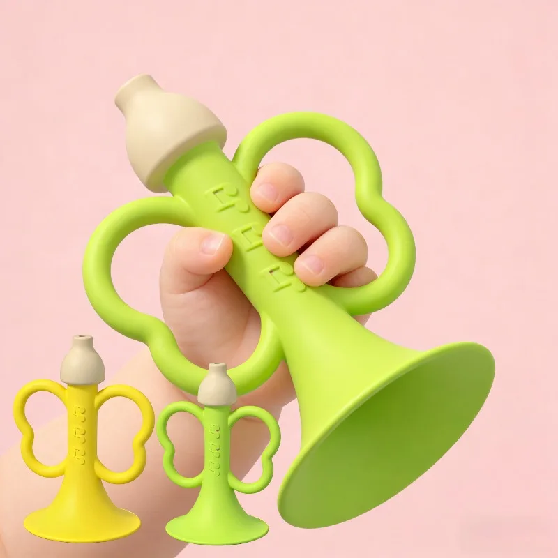 Baby Horn Musikinstrument Spielzeug Food Grade Silikon Kann Sound Whistle Üretern Übung Grip Auditive Fähigkeit Frühe Bildung Spielzeug