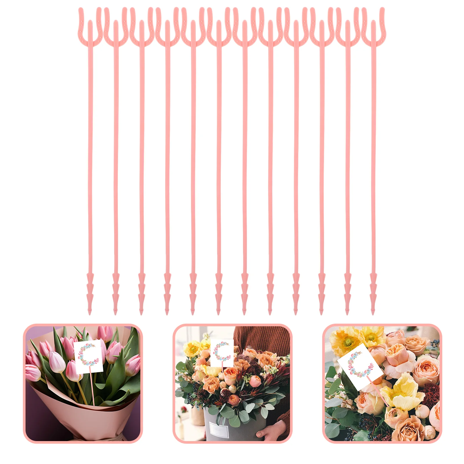 

50 Pcs Bouquet Card Holder Flower Picks for Arrangements Metal Holders Plastic Gift