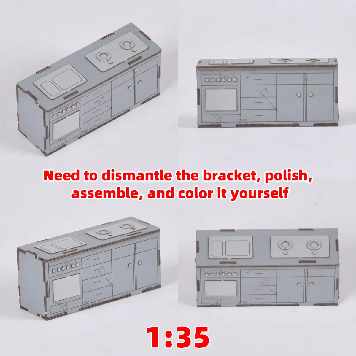 1/35 Modellbausatz Küchenutensilien Gasherd Schrank Waschbecken Waschraum Sideboard Sandtisch Diorama Modelle – Detail 2