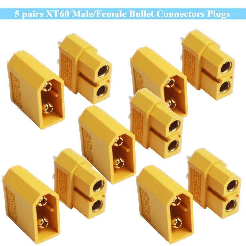 

5 пар адаптеров XT60, мужские/женские пулевидные разъемы, вилки для RC Lipo батареи, водонепроницаемый электрический разъем, провод, расширение резервного копирования
