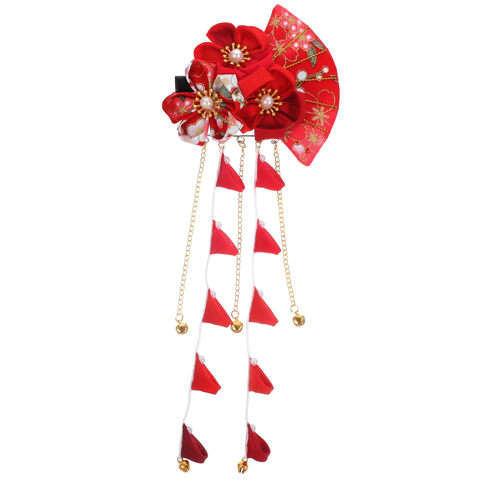 

Burgundy Japanese Style Hairpin Wedding Accessories Minkissy Headgear Vintage Red Bride Decor