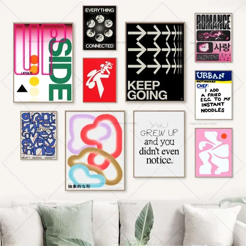 مجردة قماش طباعة عباد الشمس Vintage يقتبس الأشكال الملصقات الرسم على لوحات القماش الجدارية لغرفة المعيشة غرفة نوم ديكور المنزل #1