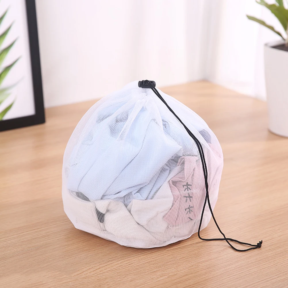 

6 pcs Large Laundry Bags Mesh Wash Bags For Washing Machine Anti-Tangle Nylon Reusable Storage Travel Organizer White