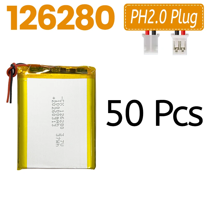 50Pcs 126280 3.6V Li-Polymer Battery Cell High Capacity for Magnetic Power Bank Portable Charger
