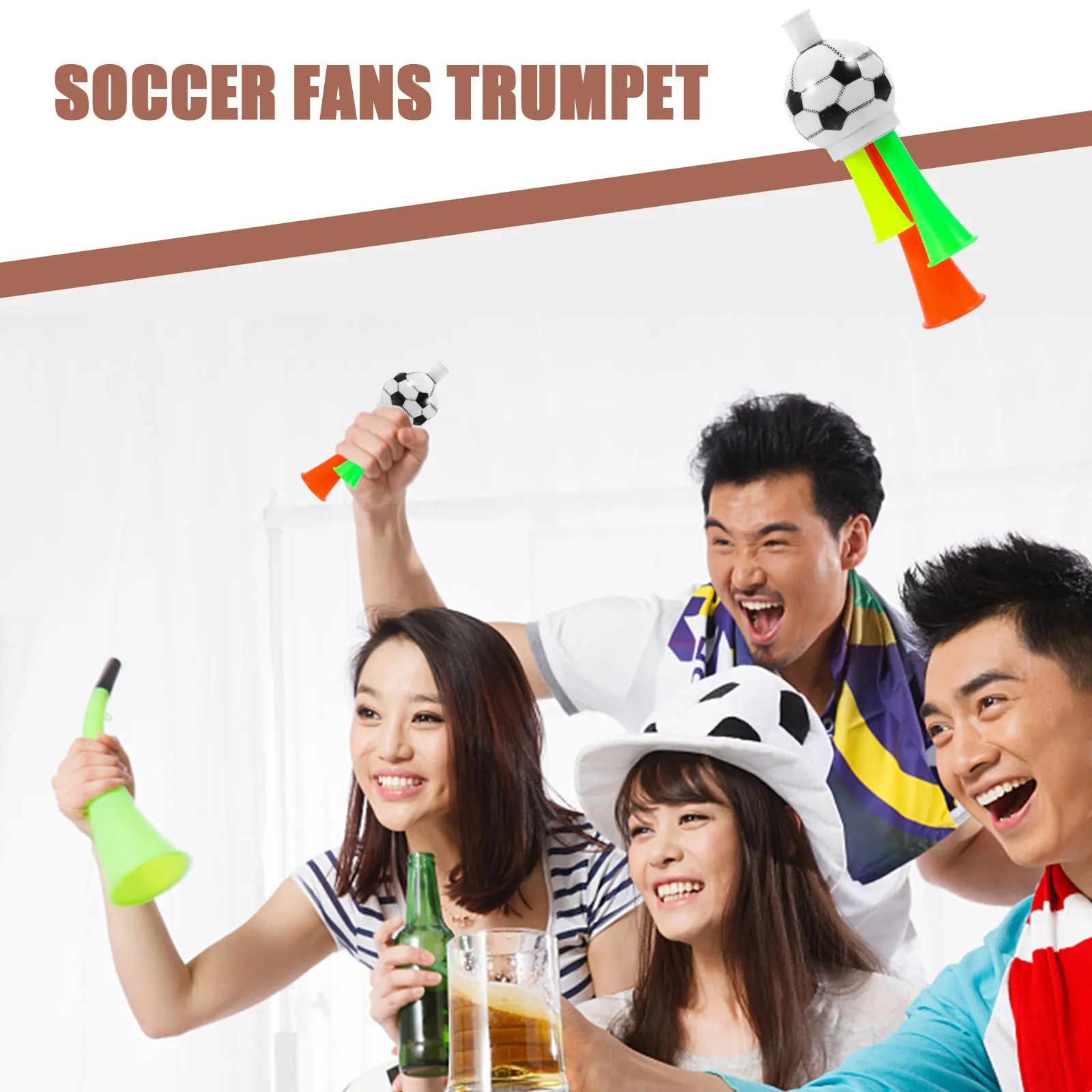 10Pcs Football Loud Horn Noise Makers Plastic Trumpets for Fans Games Parties Festivals Football Celebration Soccer Fans Trumpet