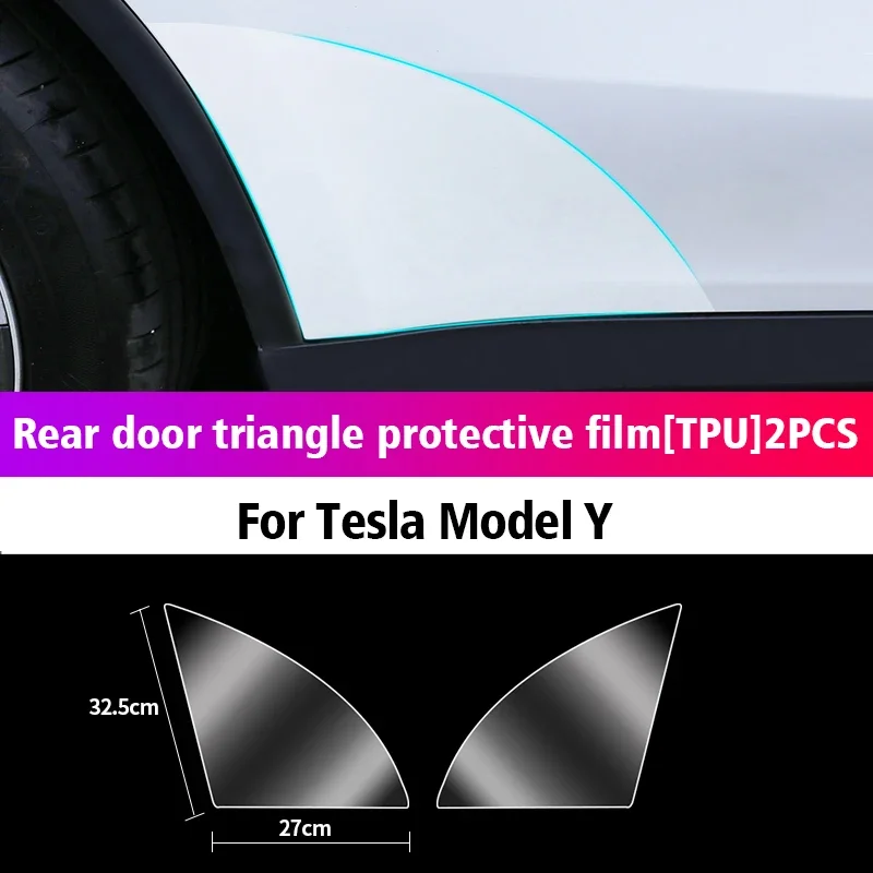 

Треугольная защитная пленка на переднюю и заднюю дверь для Tesla Model 3, модель Y, автомобильная прозрачная наклейка из ТПУ с отделкой, декоративные аксессуары