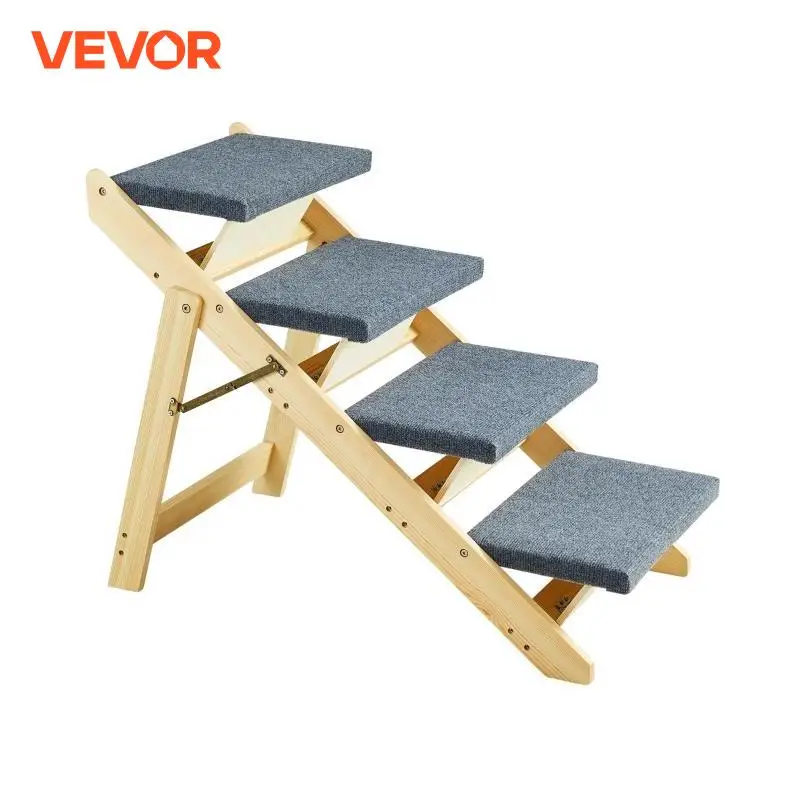 VEVOR Wooden Pet Steps and Ramp Combo 2-in-1 Design Foldable Access for Beds Steps Structure for Pets of Small to Large Size