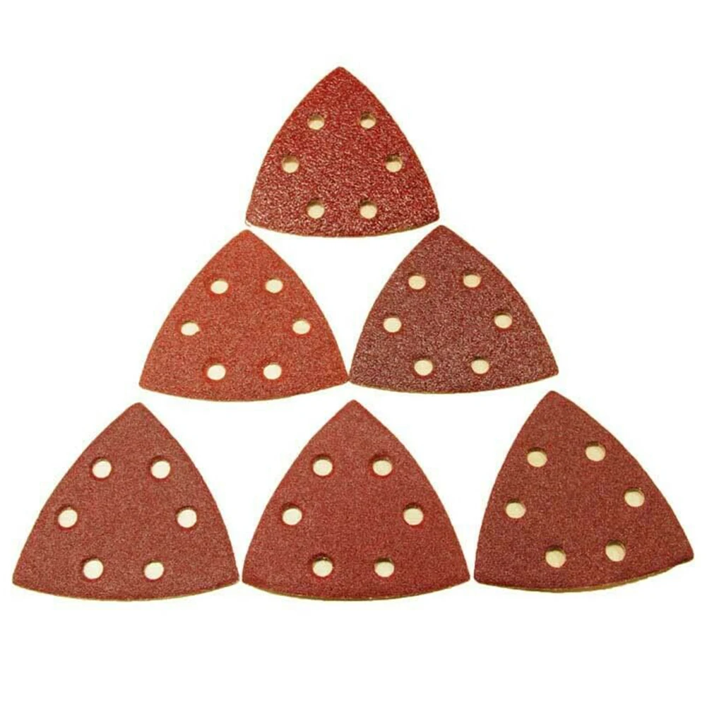 25pcs 93mm Sanding Paper 60/80/120/180/240Grit Triangle Sanding Pads Set 6 Dust Extraction Hole For Sander Abrasive Tools