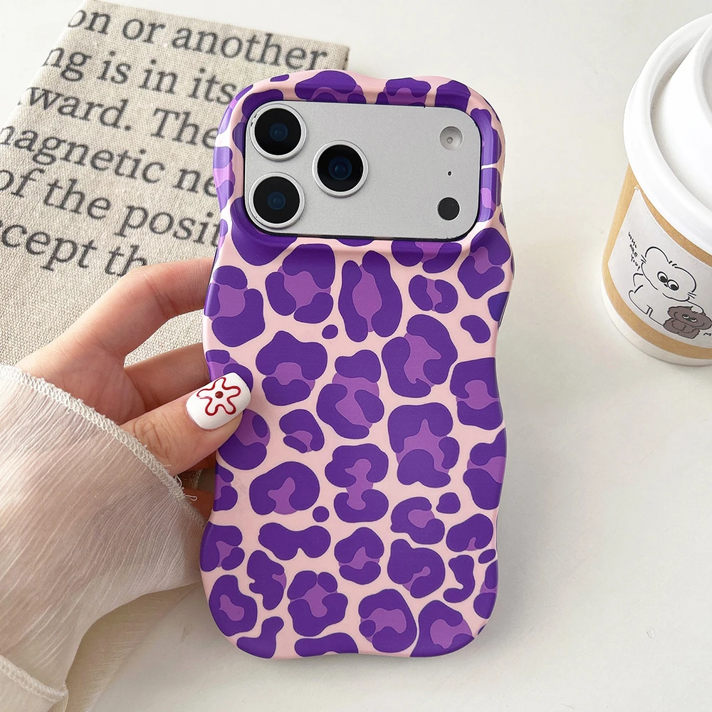 Modische 2-in-1-Handyhülle mit Leopardenmuster für iPhone 13 14 15 16 17 18 Pro Max, Wellenkanten, angenehme Haptik, harte, schlanke Hülle – Detail 7