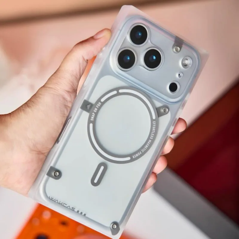 WAKCAS матовый чехол для телефона для iPhone 16/17 серии с магнитной присоской, персонализированный трендовый чехол для телефона, нишевый квадратный защитный чехол