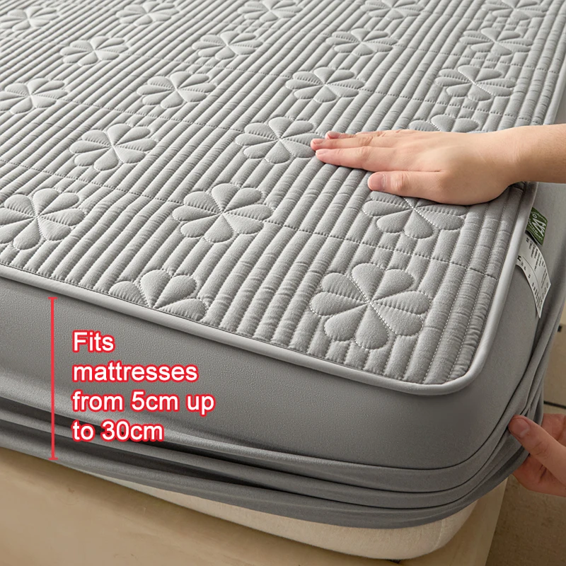 Waterproof Quilted Mattress Protector Mattress Cover, Antibacterial Anti-Dust Mite Hypoallergenic Noiseless Bed Pad Cover