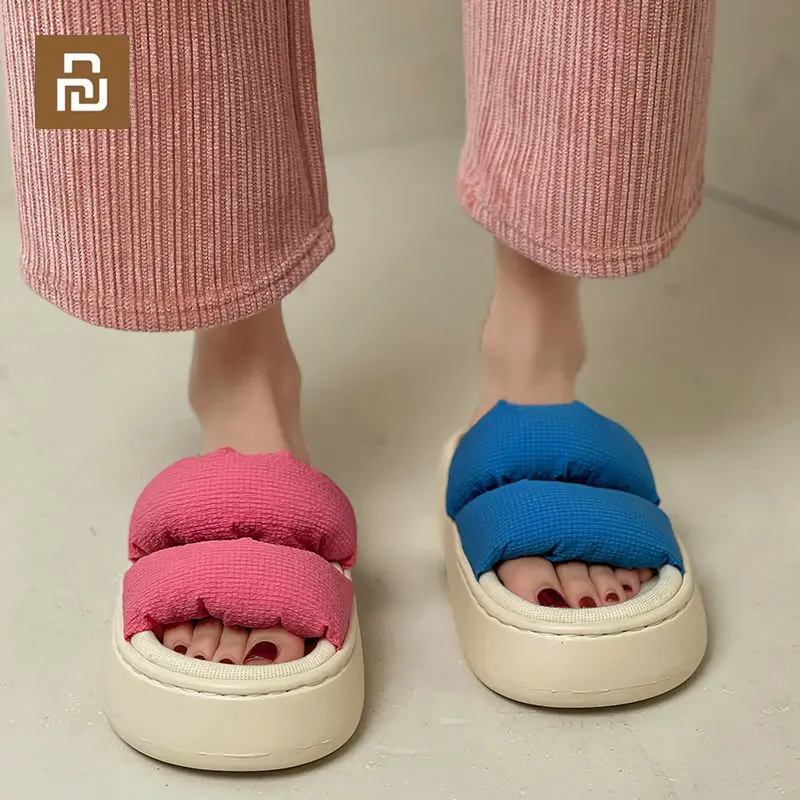 

Youpin Breathable Flax Slippers Soft EVA Sole Lovers Indoor Slipper Solid Color Hight Quality Home Floor Shoes Fashion Slides