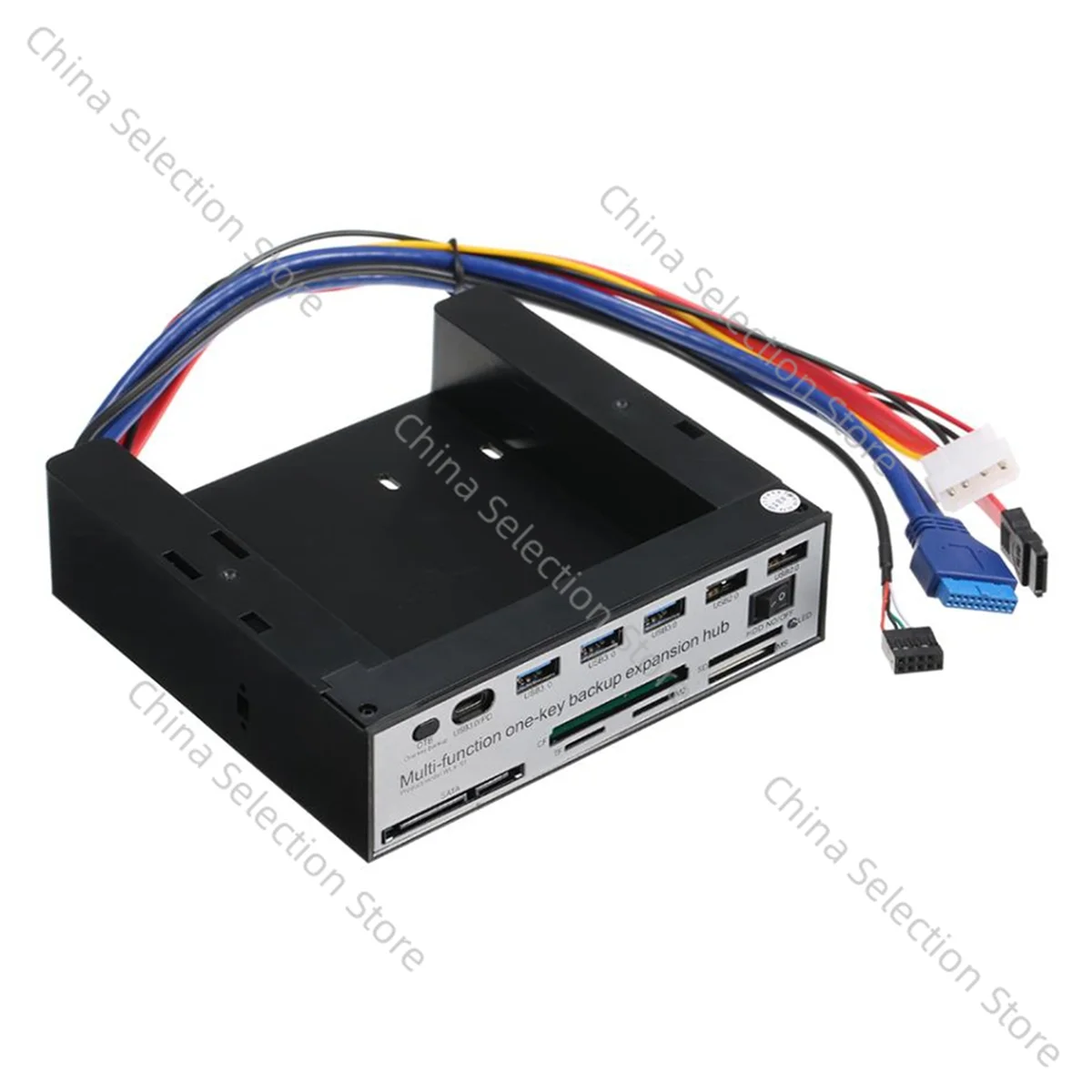 

5.25 Inch Front Panel Expansion Hub with 3 USB3.0 2 USB2.0 Ports 5-In-1 Card Reader Support One-Key Backup Panel