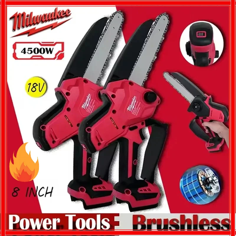 

Milwaukee For 18V Battery High-power Chainsaw 8 Inch Brushless Electric Chain Saw Pruning Wood Cutting Power Tools