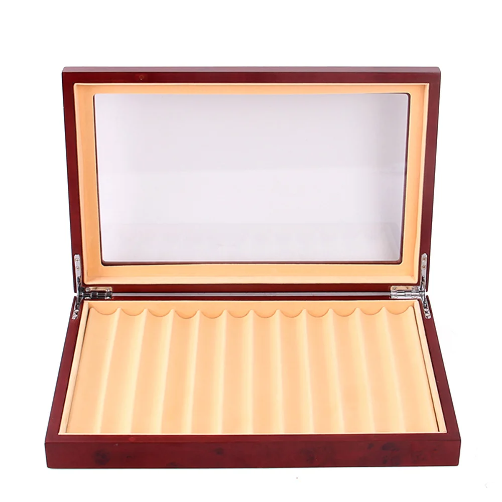 12 Pen Wood Display Case Holder Storage Collector Box Red color