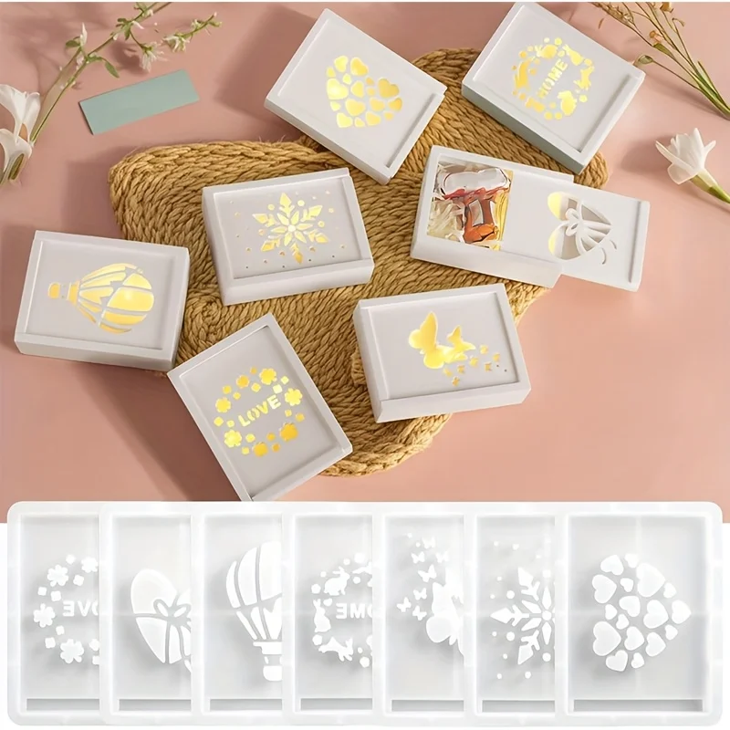 

9-компонентная прямоугольная коробка для безделушек, силиконовые формы из смолы, можно использовать для производства смолы, настольных украшений, домашних украшений,