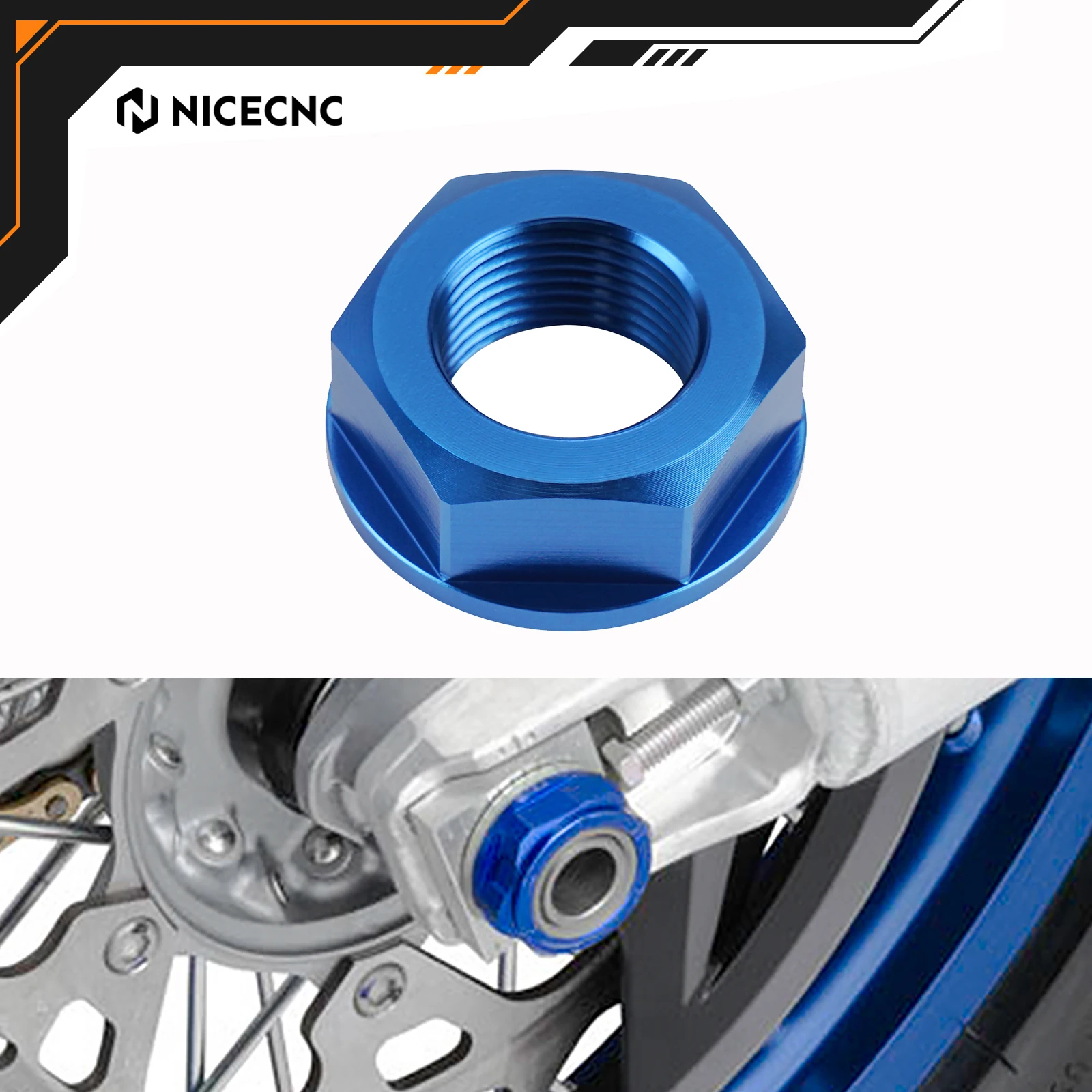 

NICECNC For Yamaha YZ125 YZ250 1999-2022 YZ250F YZ450F WR250F WR450F YZ125X YZ250X Rear Wheel Axle Shaft Lock Nut Screw Rim M20