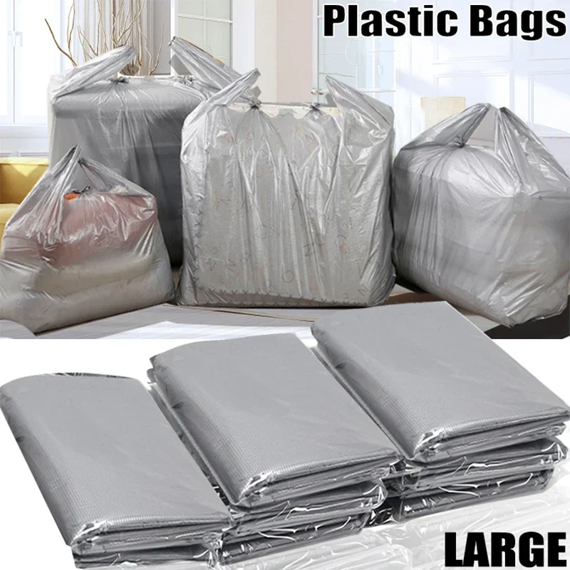 Large Size Plastic Packaging Bag Thicken Silver Clear Bags with Handle for Duvet Blanket Toys Bedding Clothing Storage Organizer