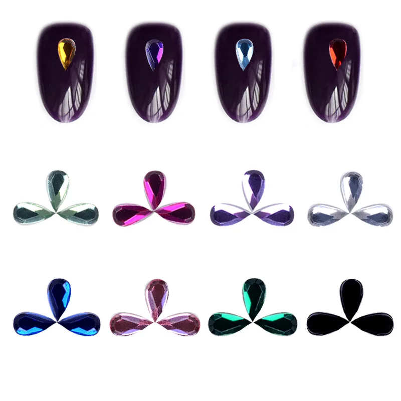 Colorful 2MM 3MM Water Drop Acrylic Rhinestones Nail Stickers Decoration 3D DIY Nail Art Tips Jewelry Manicure Tools