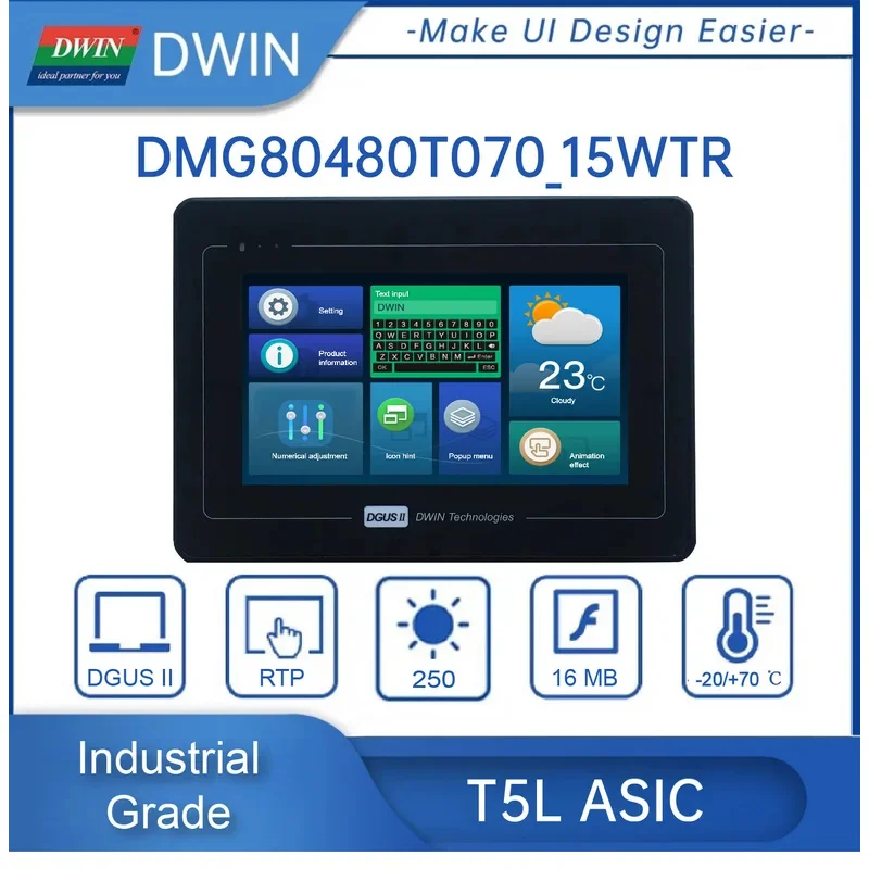7 بوصة 800*480 بكسل القرار 16.7 متر ألوان HMI TN TFT شاشة عرض LCD مع لوحة اللمس الضميمة DMG80480T070_15WTR
