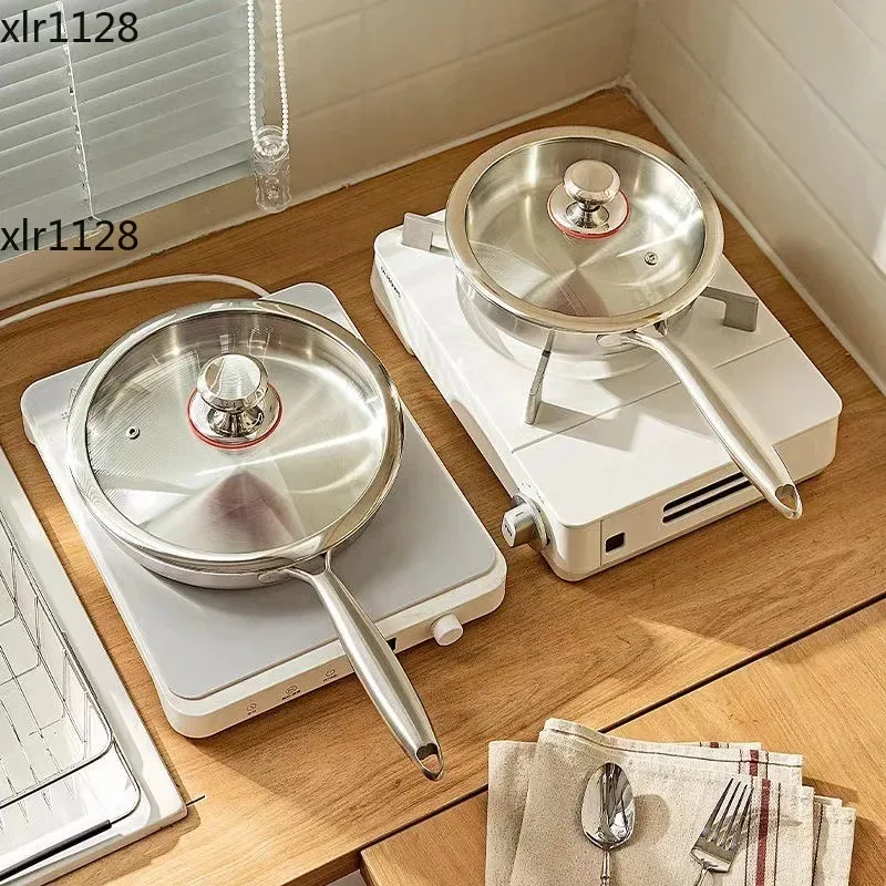 316 Stainless Steel Skillet Induction Compatible Non-Stick Pan for Home Pancake Steak